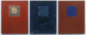Sinai (triptych), an abstract painting from the series Testament on view in the Rachel Clark abstract art online gallery