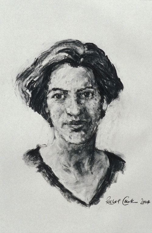 Rachel Clark portrait drawing commission Lucy McPhail 2 - charcoal on paper
